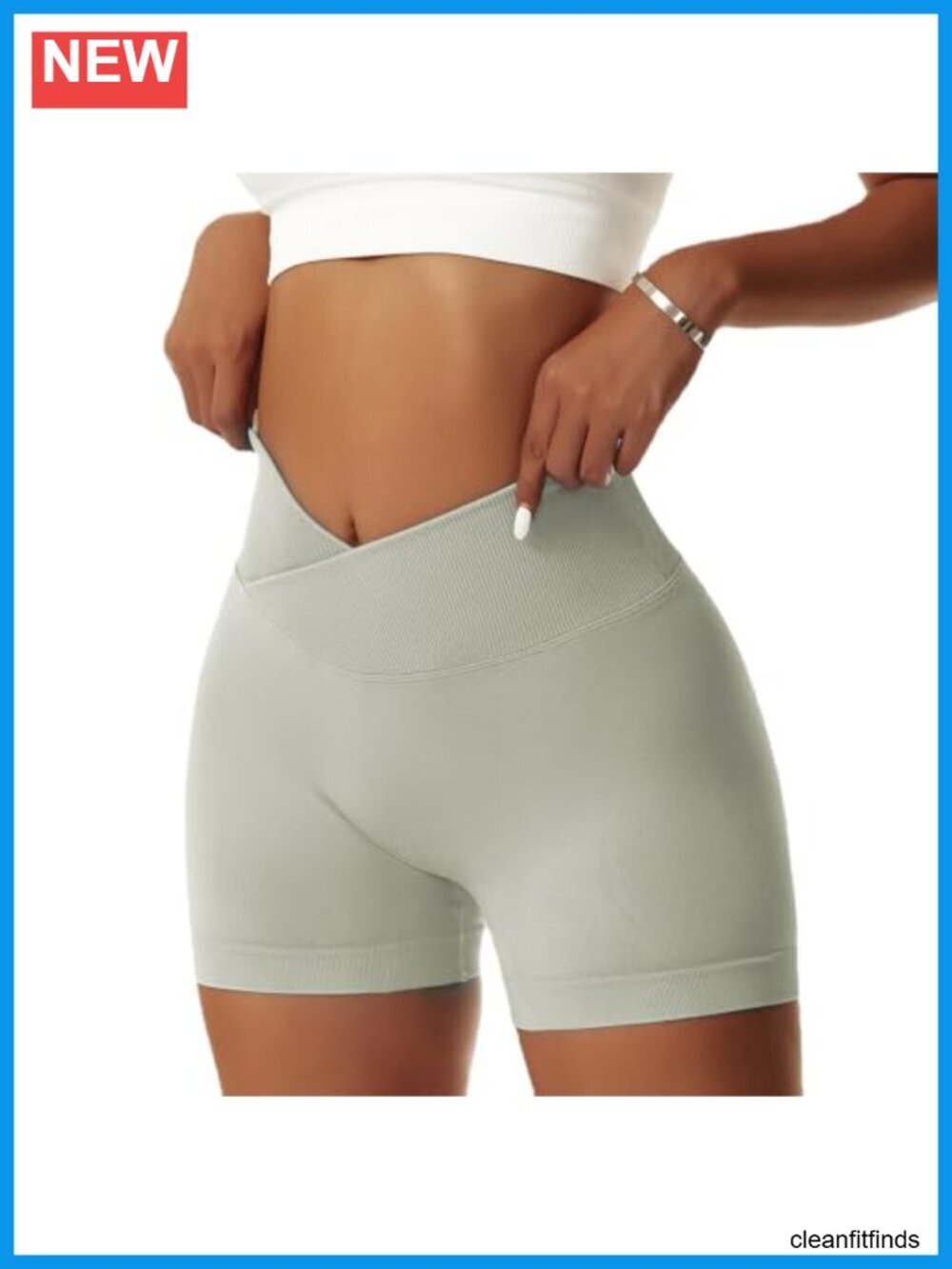 High Waisted Scrunch Butt Biker Shorts with V Cross Waistband